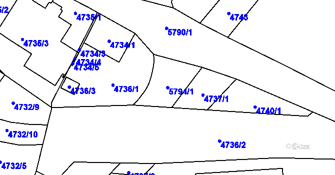 Parcela st. 5794/1 v KÚ Jihlava, Katastrální mapa