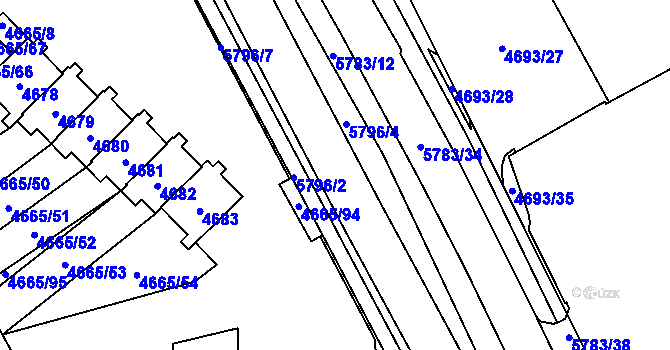 Parcela st. 5796/1 v KÚ Jihlava, Katastrální mapa