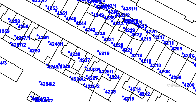 Parcela st. 5819 v KÚ Jihlava, Katastrální mapa