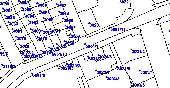 Parcela st. 5861/1 v KÚ Jihlava, Katastrální mapa