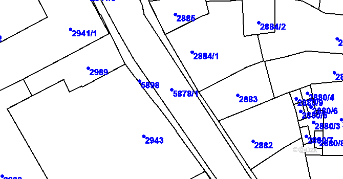 Parcela st. 5878/1 v KÚ Jihlava, Katastrální mapa