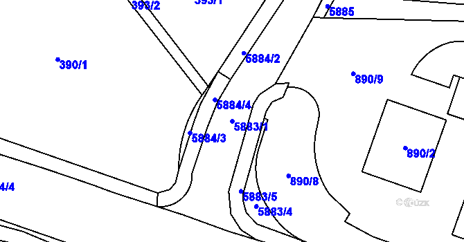 Parcela st. 5883/1 v KÚ Jihlava, Katastrální mapa