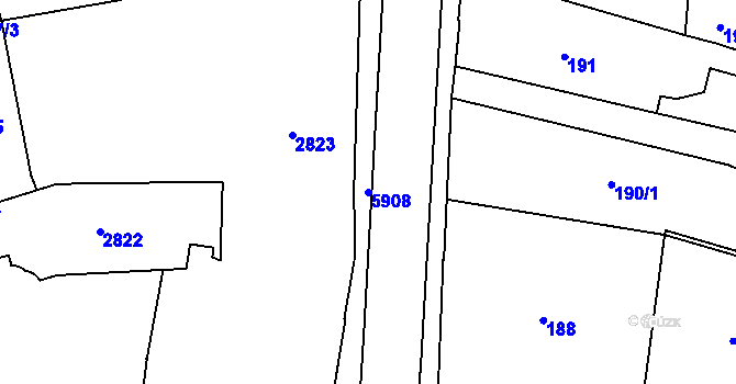 Parcela st. 5908 v KÚ Jihlava, Katastrální mapa