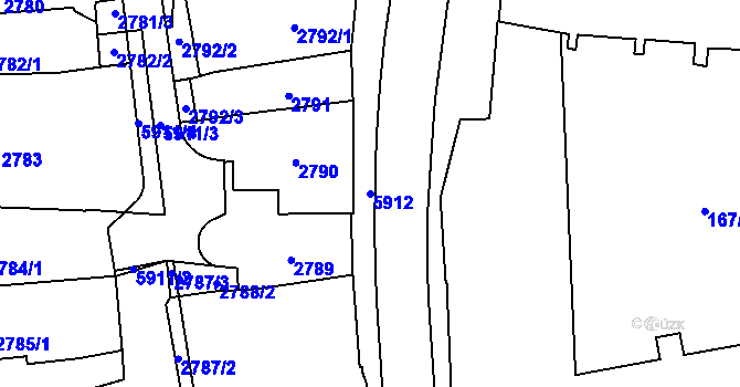 Parcela st. 5912 v KÚ Jihlava, Katastrální mapa
