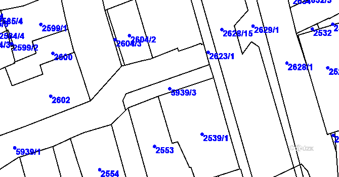 Parcela st. 5939/3 v KÚ Jihlava, Katastrální mapa