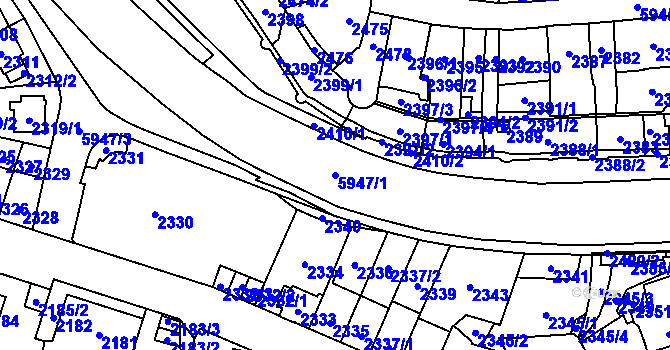 Parcela st. 5947/1 v KÚ Jihlava, Katastrální mapa