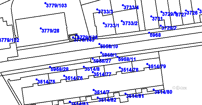 Parcela st. 5958/1 v KÚ Jihlava, Katastrální mapa