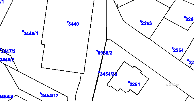 Parcela st. 5958/2 v KÚ Jihlava, Katastrální mapa