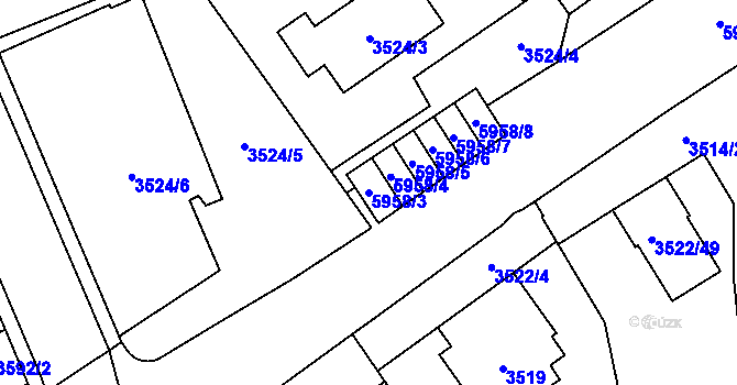 Parcela st. 5958/3 v KÚ Jihlava, Katastrální mapa