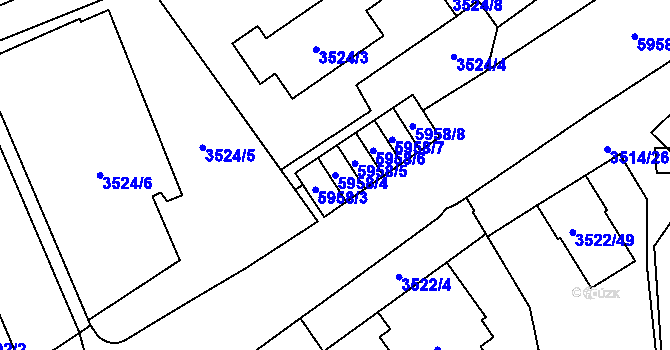 Parcela st. 5958/4 v KÚ Jihlava, Katastrální mapa