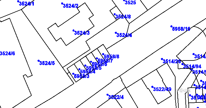 Parcela st. 5958/8 v KÚ Jihlava, Katastrální mapa