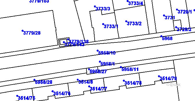 Parcela st. 5958/10 v KÚ Jihlava, Katastrální mapa