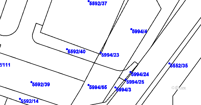 Parcela st. 5994/23 v KÚ Jihlava, Katastrální mapa