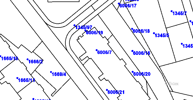 Parcela st. 6006/7 v KÚ Jihlava, Katastrální mapa