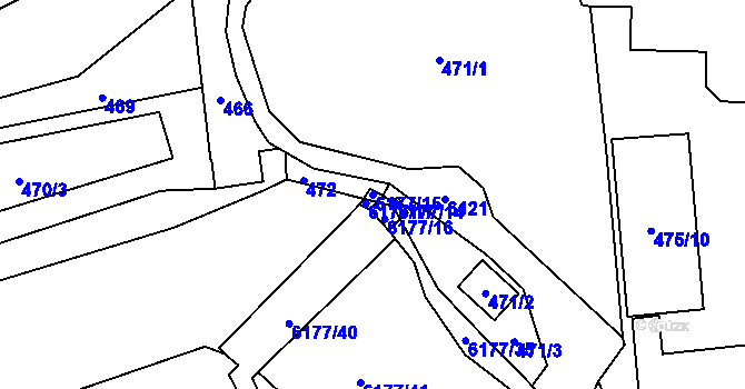 Parcela st. 6177/15 v KÚ Jihlava, Katastrální mapa