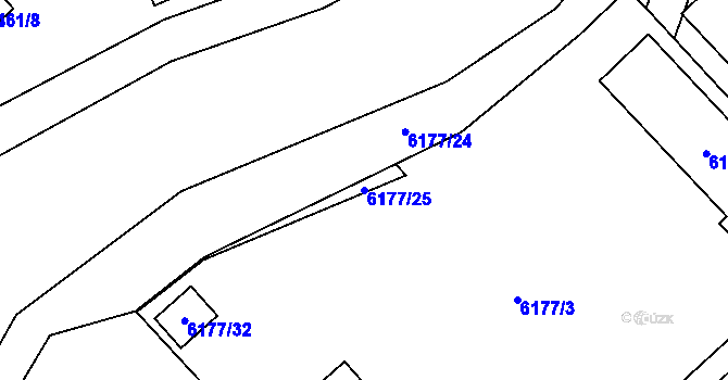 Parcela st. 6177/25 v KÚ Jihlava, Katastrální mapa