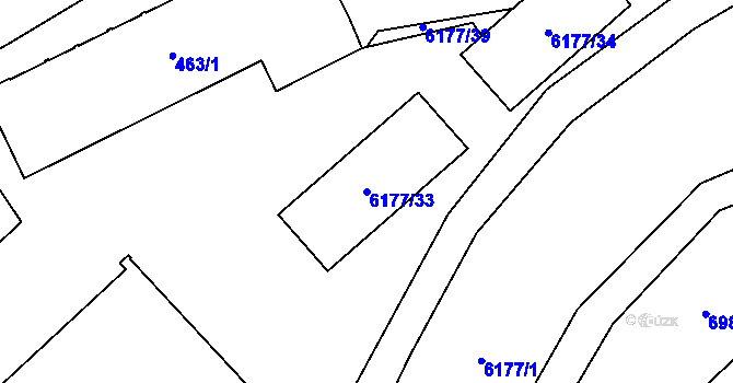 Parcela st. 6177/33 v KÚ Jihlava, Katastrální mapa