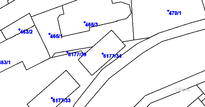 Parcela st. 6177/34 v KÚ Jihlava, Katastrální mapa