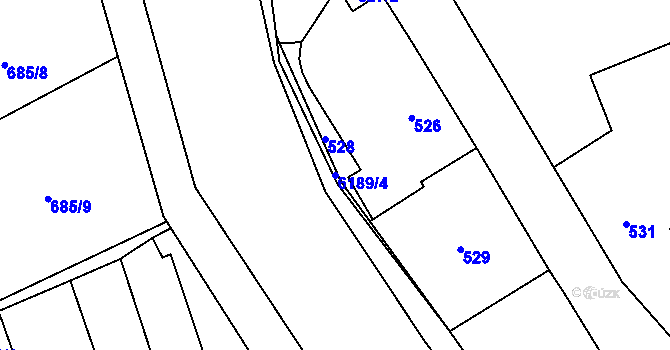Parcela st. 6189/4 v KÚ Jihlava, Katastrální mapa
