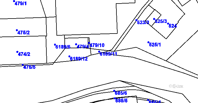 Parcela st. 6189/11 v KÚ Jihlava, Katastrální mapa