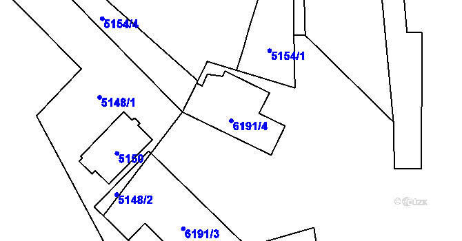 Parcela st. 6191/4 v KÚ Jihlava, Katastrální mapa