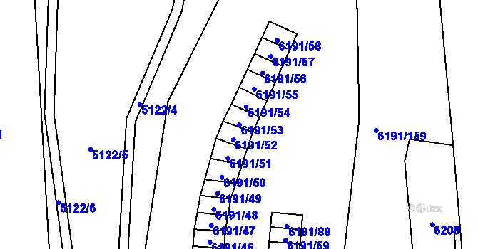 Parcela st. 6191/53 v KÚ Jihlava, Katastrální mapa