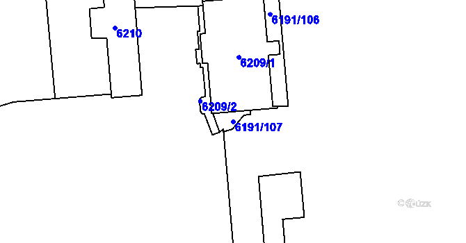 Parcela st. 6191/107 v KÚ Jihlava, Katastrální mapa