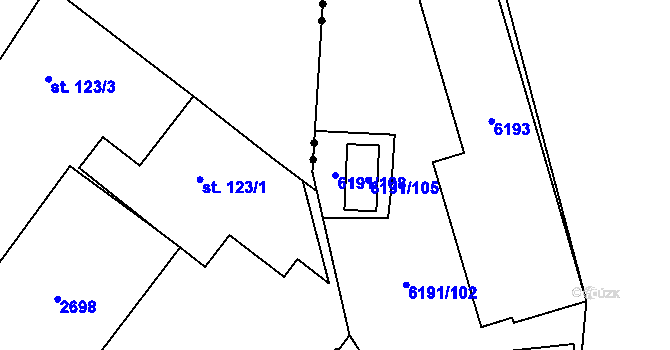 Parcela st. 6191/108 v KÚ Jihlava, Katastrální mapa