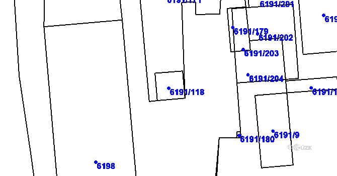 Parcela st. 6191/118 v KÚ Jihlava, Katastrální mapa