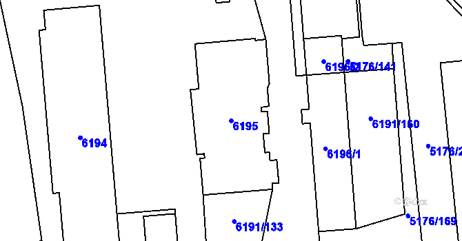Parcela st. 6195 v KÚ Jihlava, Katastrální mapa
