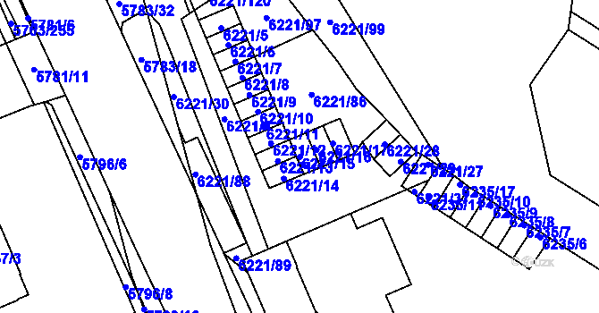 Parcela st. 6221/15 v KÚ Jihlava, Katastrální mapa