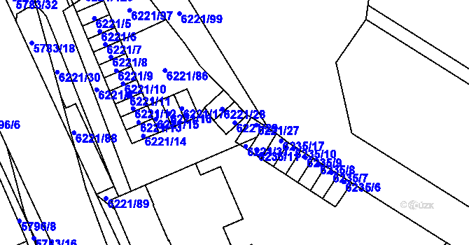 Parcela st. 6221/29 v KÚ Jihlava, Katastrální mapa