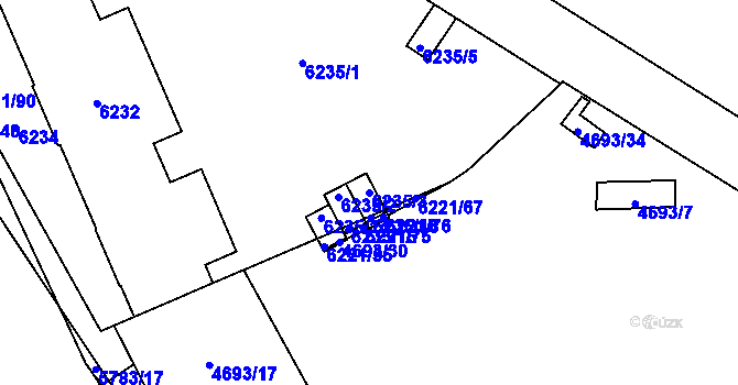 Parcela st. 6235/3 v KÚ Jihlava, Katastrální mapa