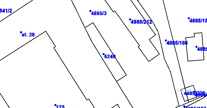Parcela st. 6240 v KÚ Jihlava, Katastrální mapa