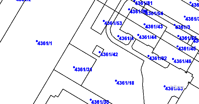 Parcela st. 4361/42 v KÚ Jihlava, Katastrální mapa