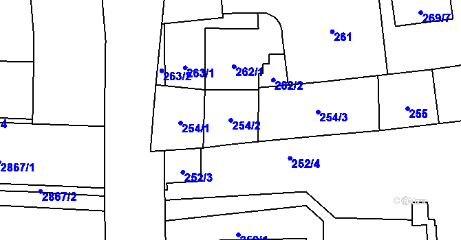 Parcela st. 254/2 v KÚ Jihlava, Katastrální mapa