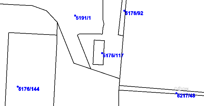 Parcela st. 5176/117 v KÚ Jihlava, Katastrální mapa