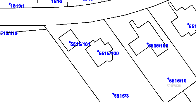 Parcela st. 5515/100 v KÚ Jihlava, Katastrální mapa