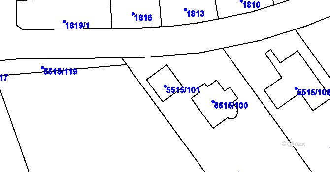 Parcela st. 5515/101 v KÚ Jihlava, Katastrální mapa