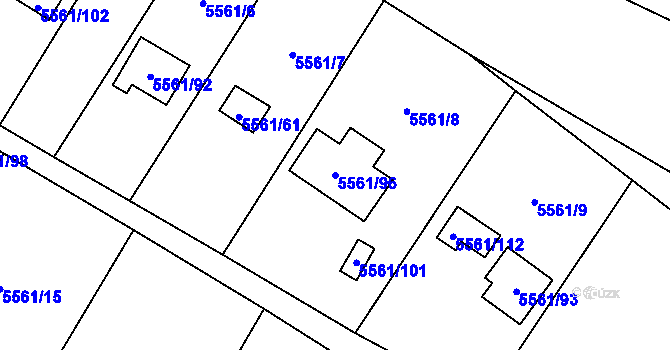 Parcela st. 5561/96 v KÚ Jihlava, Katastrální mapa
