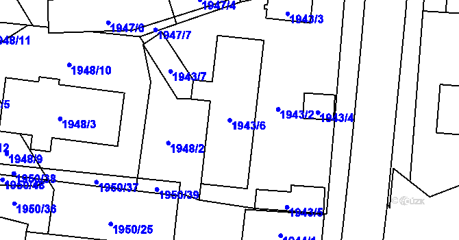 Parcela st. 1943/6 v KÚ Jihlava, Katastrální mapa