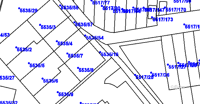 Parcela st. 5535/16 v KÚ Jihlava, Katastrální mapa