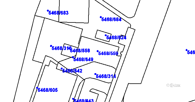 Parcela st. 5468/559 v KÚ Jihlava, Katastrální mapa