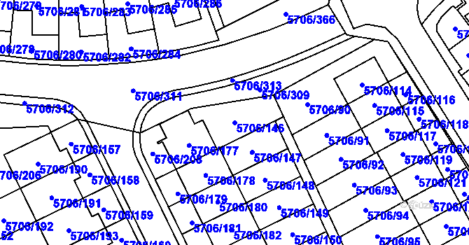 Parcela st. 5706/146 v KÚ Jihlava, Katastrální mapa
