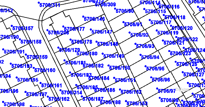 Parcela st. 5706/149 v KÚ Jihlava, Katastrální mapa