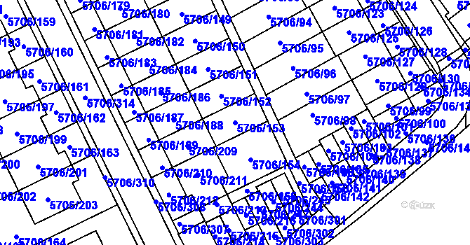 Parcela st. 5706/153 v KÚ Jihlava, Katastrální mapa