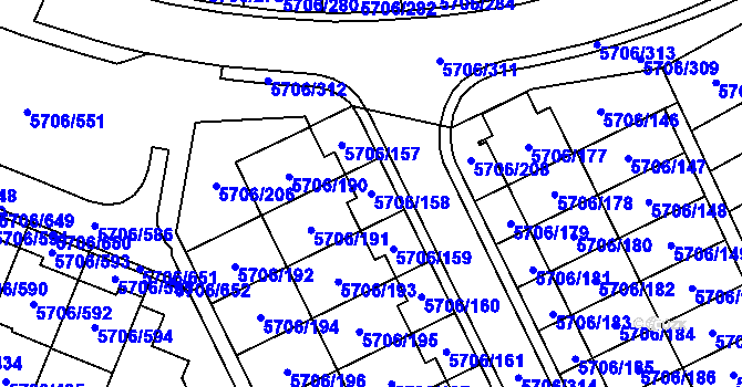 Parcela st. 5706/158 v KÚ Jihlava, Katastrální mapa