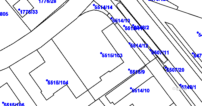Parcela st. 5515/103 v KÚ Jihlava, Katastrální mapa