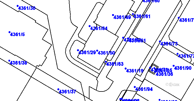 Parcela st. 4361/50 v KÚ Jihlava, Katastrální mapa