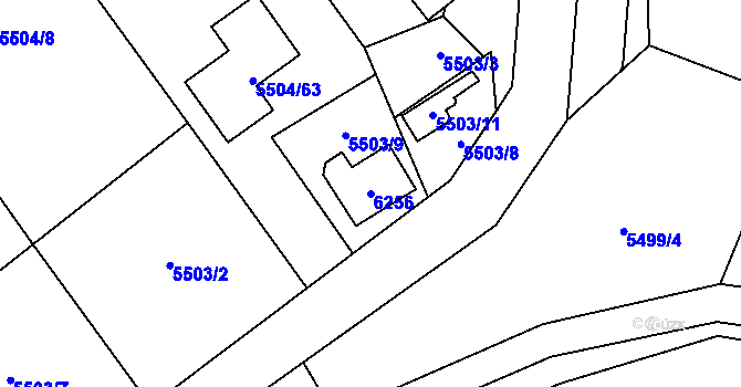 Parcela st. 6256 v KÚ Jihlava, Katastrální mapa